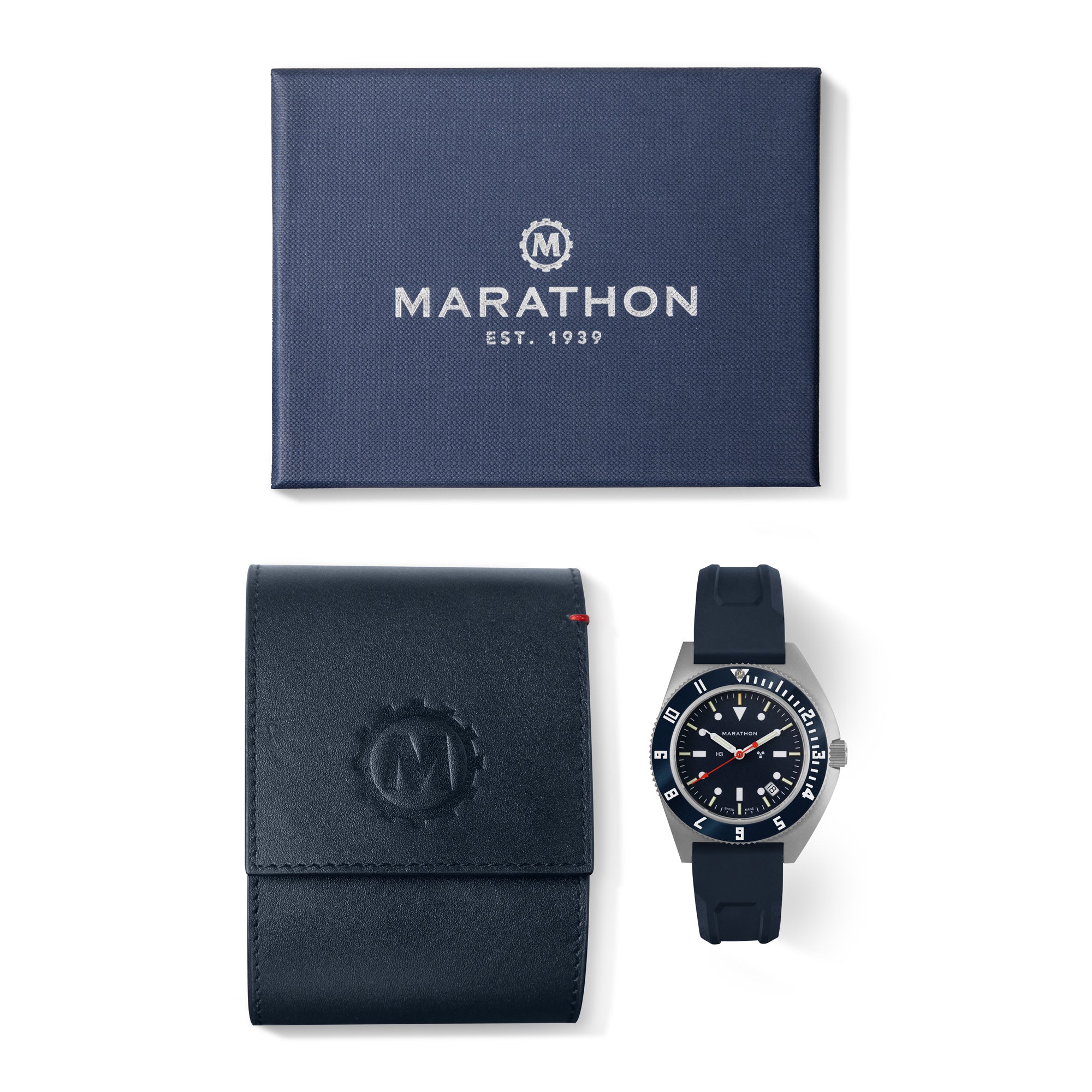 Navigator de acero azul de 41 mm con fecha (SSNAV-D) y kit de 3 correas de caucho azul