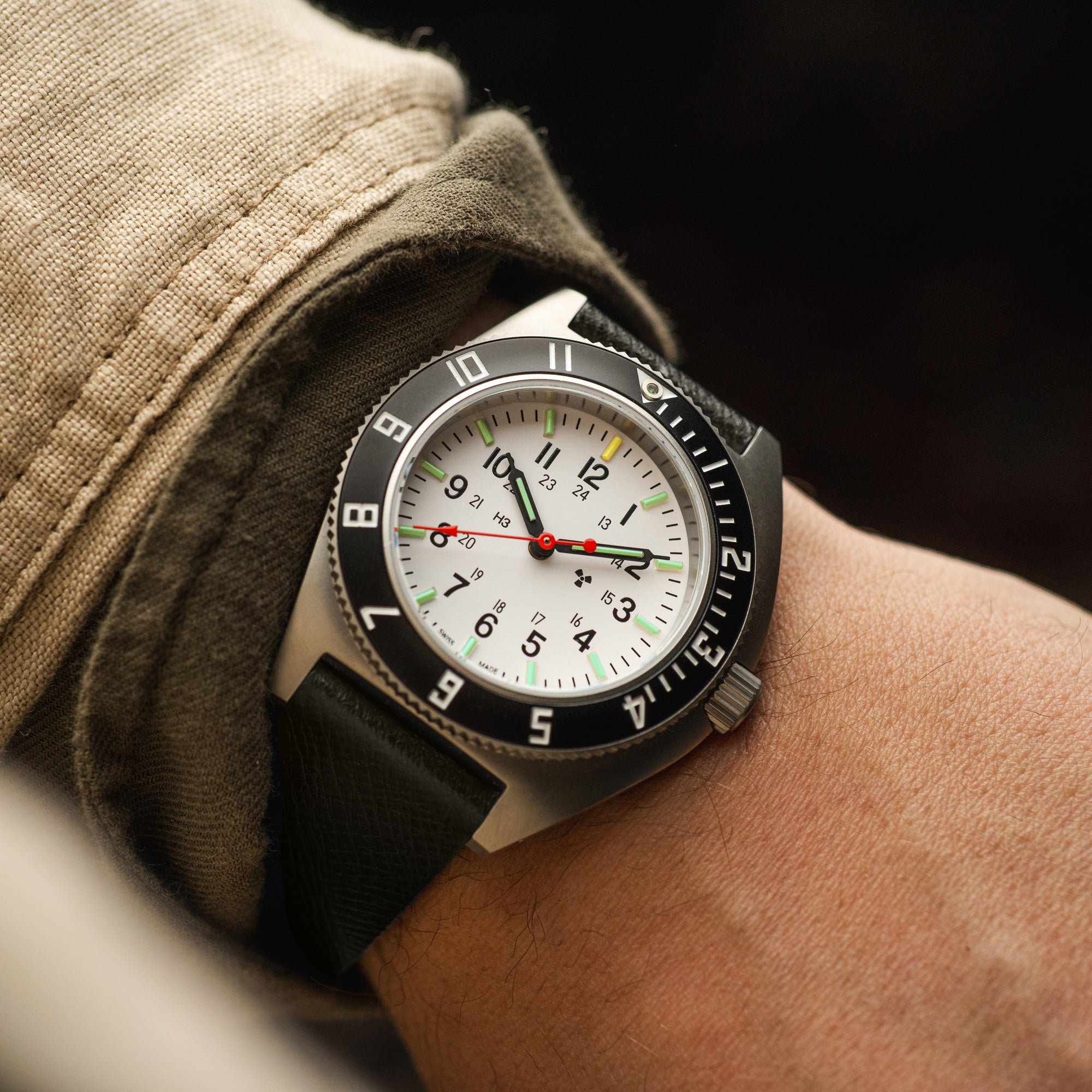 2-Piece Leather Strap, 20mm, Moss Green, Parkerized Hardware