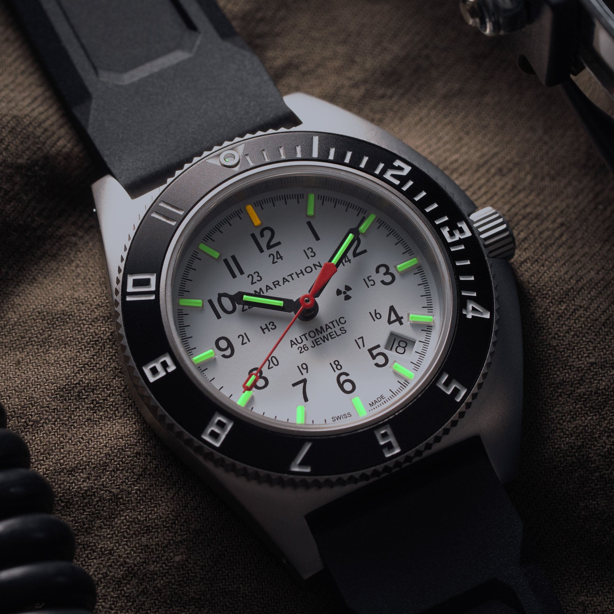 41mm Arctic Steel Navigator w/ Date Automatic (Arctic SSNAV-D Auto) on Black 3-Piece Rubber Strap Kit image