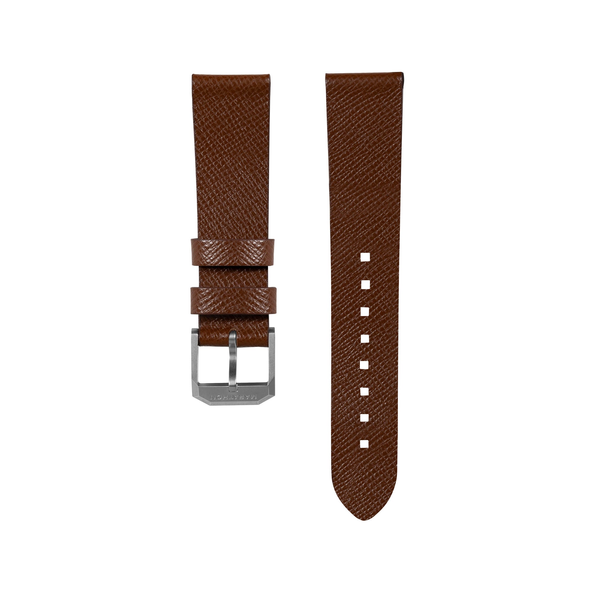 2-Piece Leather Strap, 20mm, Cognac, Brushed Hardware – Marathon Watch