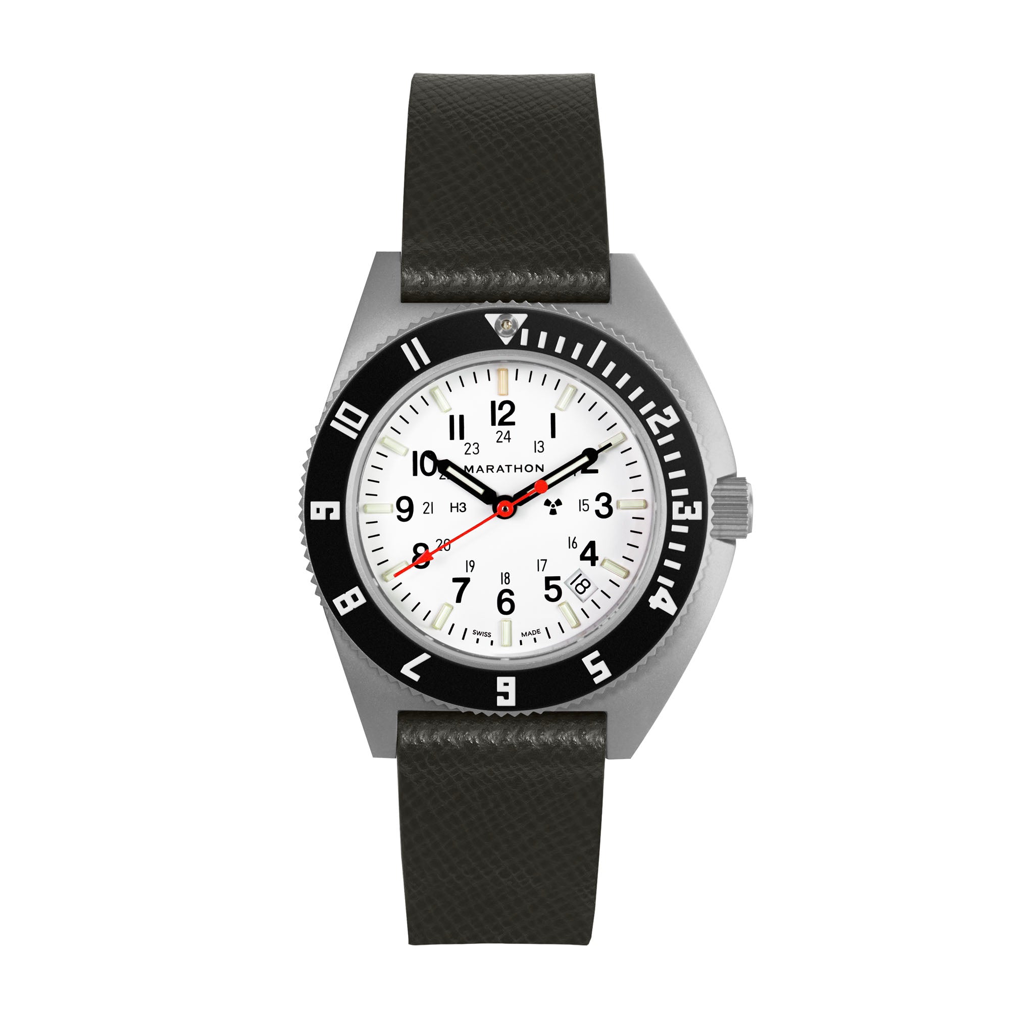 2-Piece Leather Strap, 20mm, Moss Green, Parkerized Hardware
