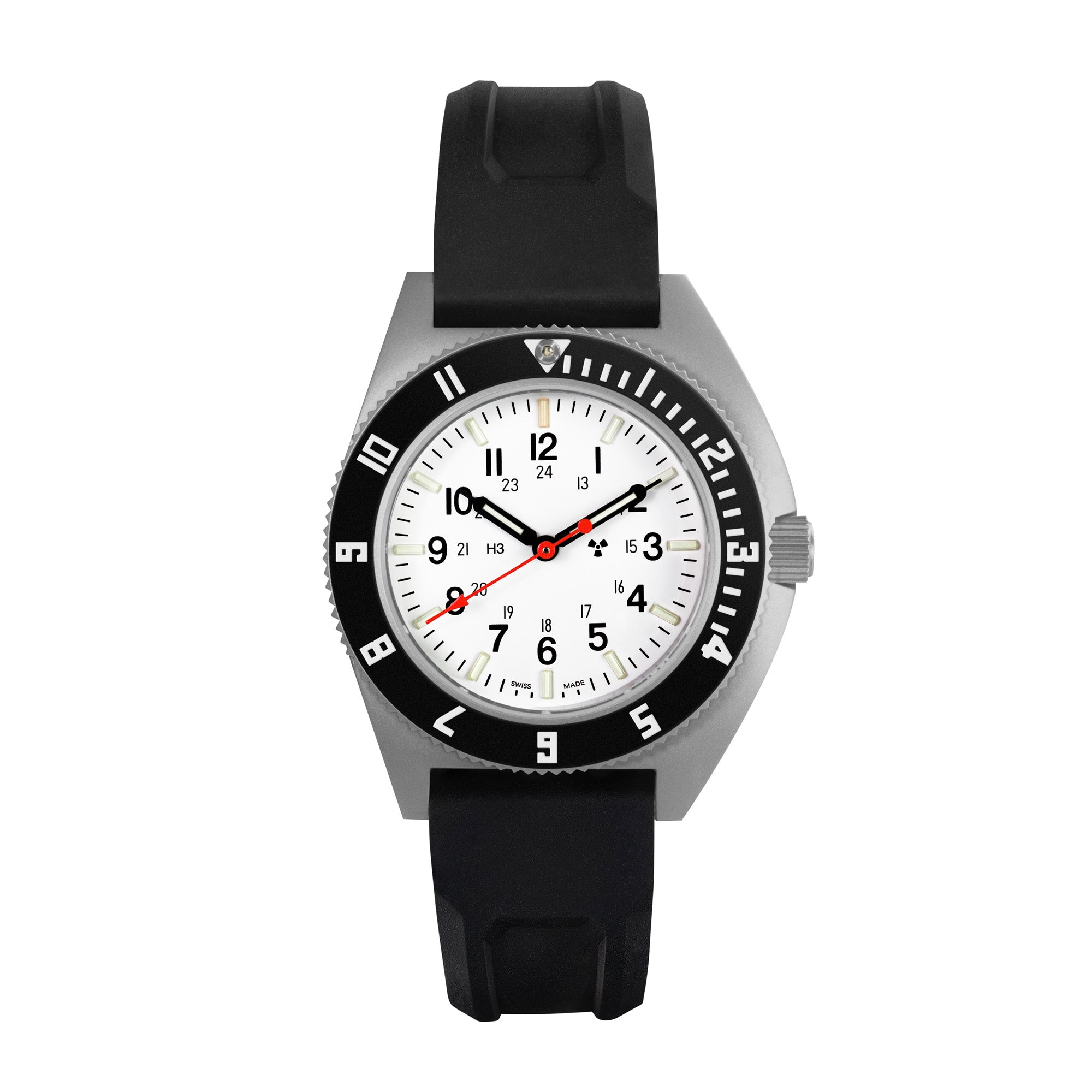 41mm Arctic Steel Navigator (SSNAV) on Black 3-Piece Rubber Strap Kit image