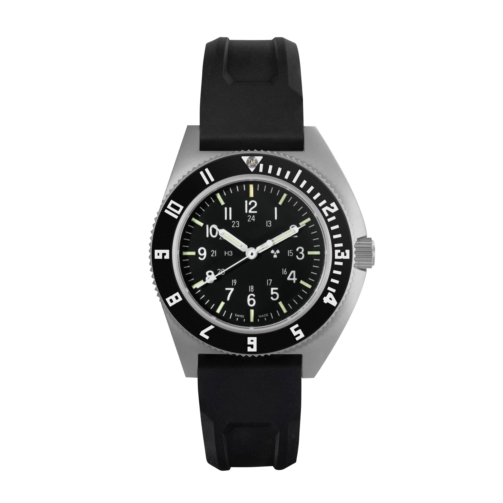 41mm Steel Navigator (SSNAV) on Black 3-Piece Rubber Strap Kit