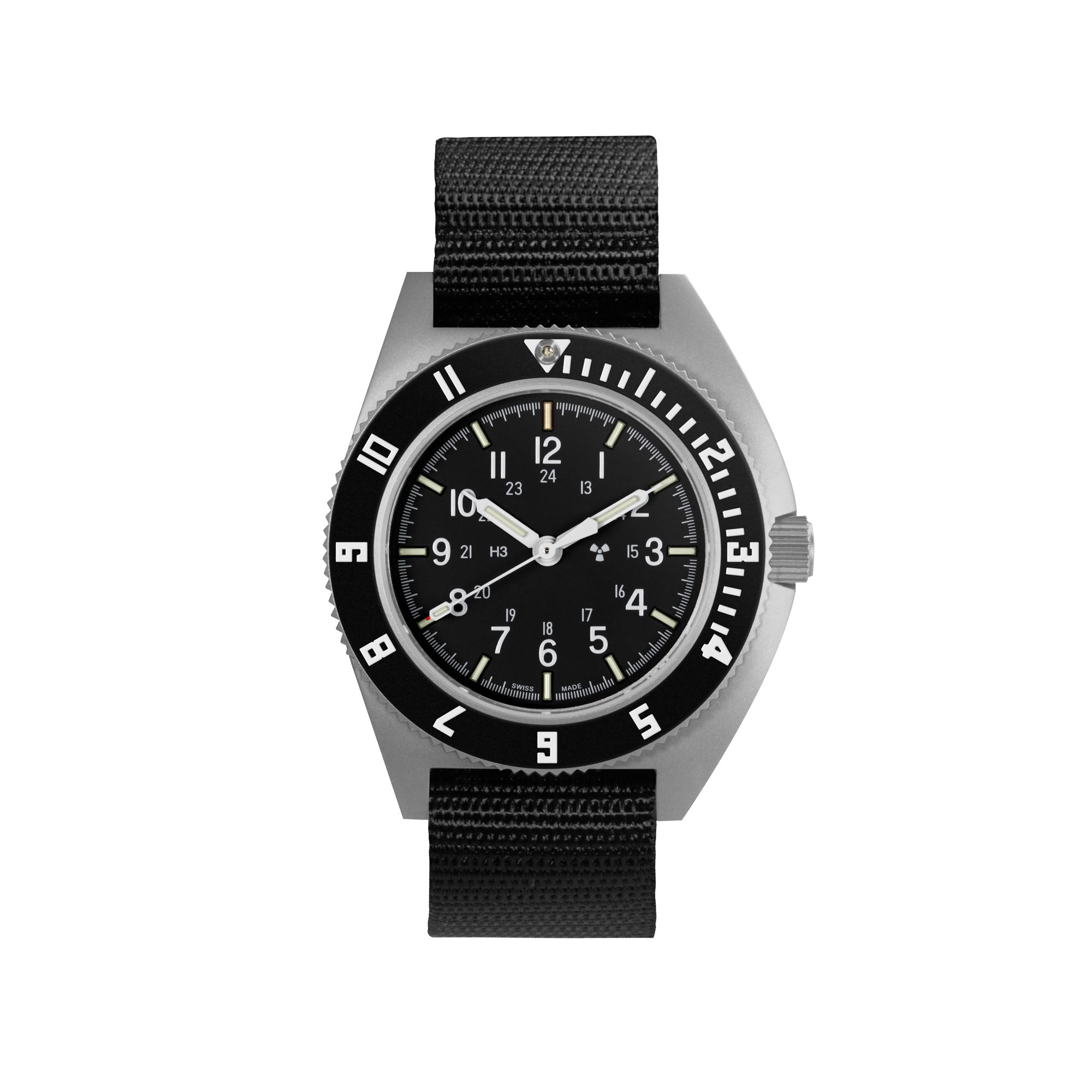 41mm Steel Navigator Automatic (SSNAV) on Black Ballistic Nylon