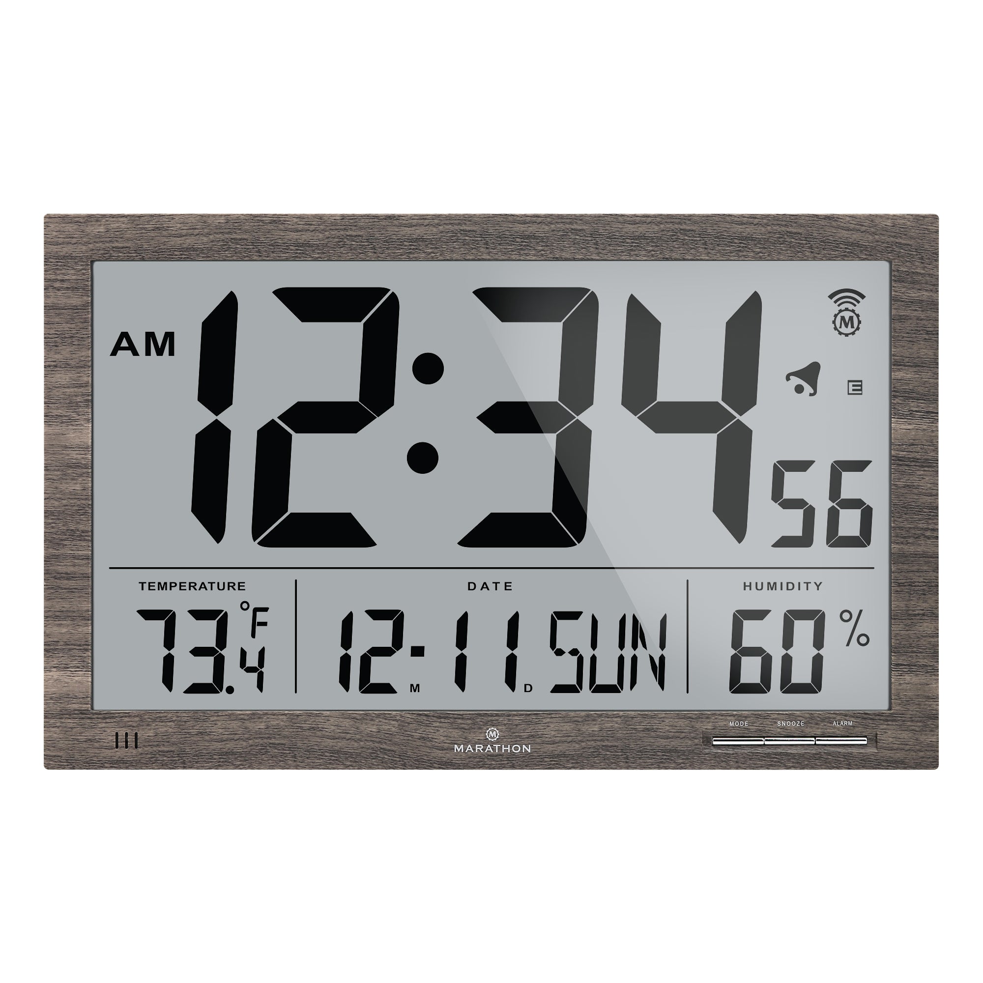 Horloge murale numérique Marathon, rectangle, argent CL030033SV