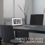 Self-Setting, Self-Adjusting, Wall Clock w/ Stand & 8 Time Zones - Black/Stainless Steel image