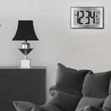Self-Setting, Self-Adjusting, Wall Clock w/ Stand & 8 Time Zones - Black/Stainless Steel image