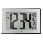 Self-Setting, Self-Adjusting, Wall Clock w/ Stand & 8 Time Zones - Black/Stainless Steel