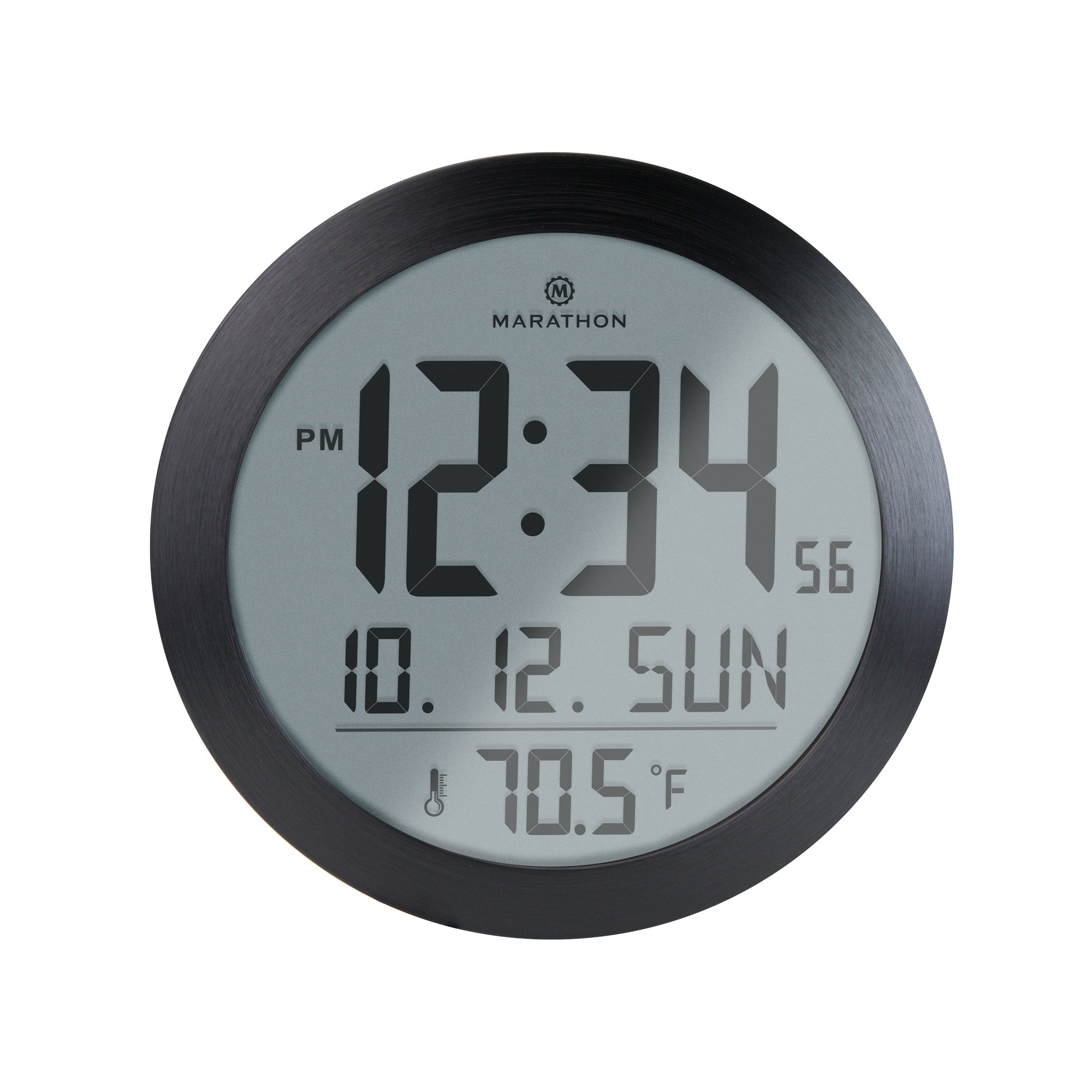 Reloj de pared digital redondo de 8 pulgadas con fecha y temperatura i –  Marathon Watch