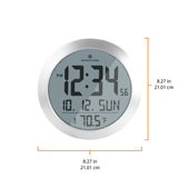 8 Inch Round Digital Wall Clock with Date & Indoor Temperature image