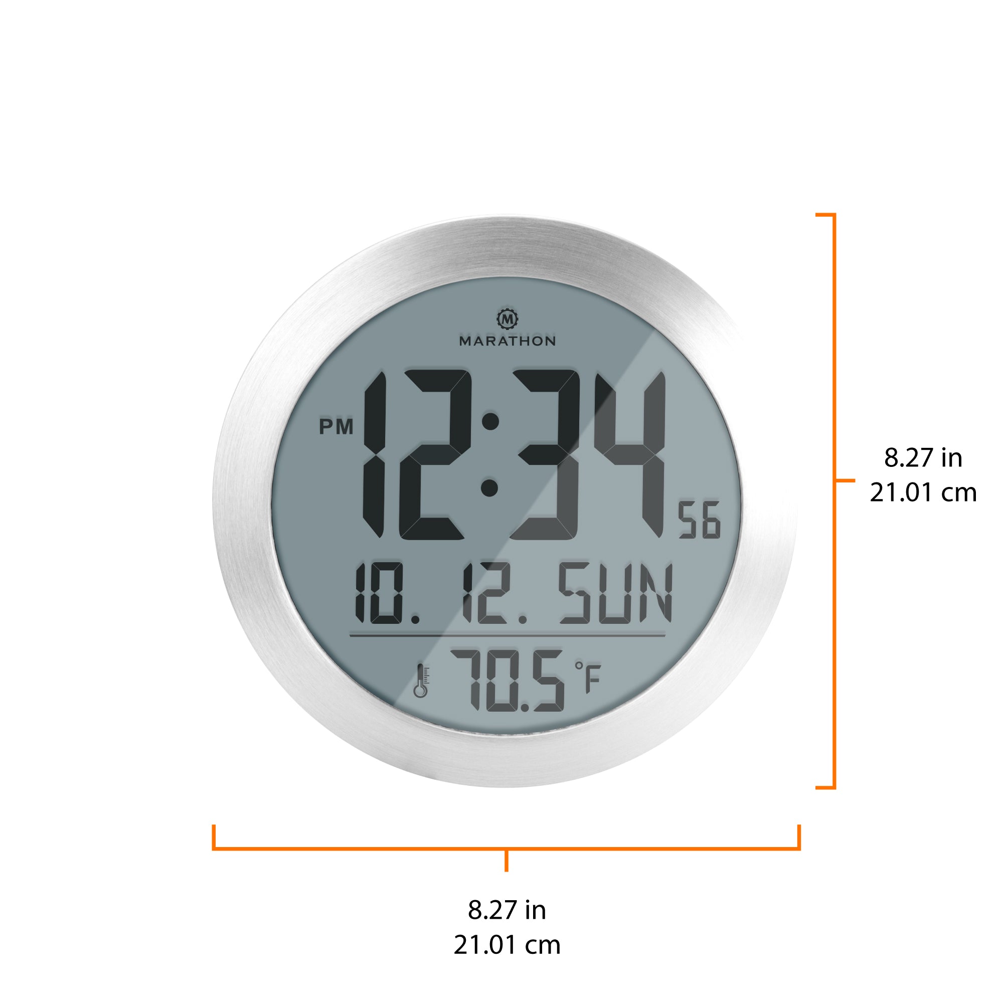 8 Inch Round Digital Wall Clock with Date & Indoor Temperature