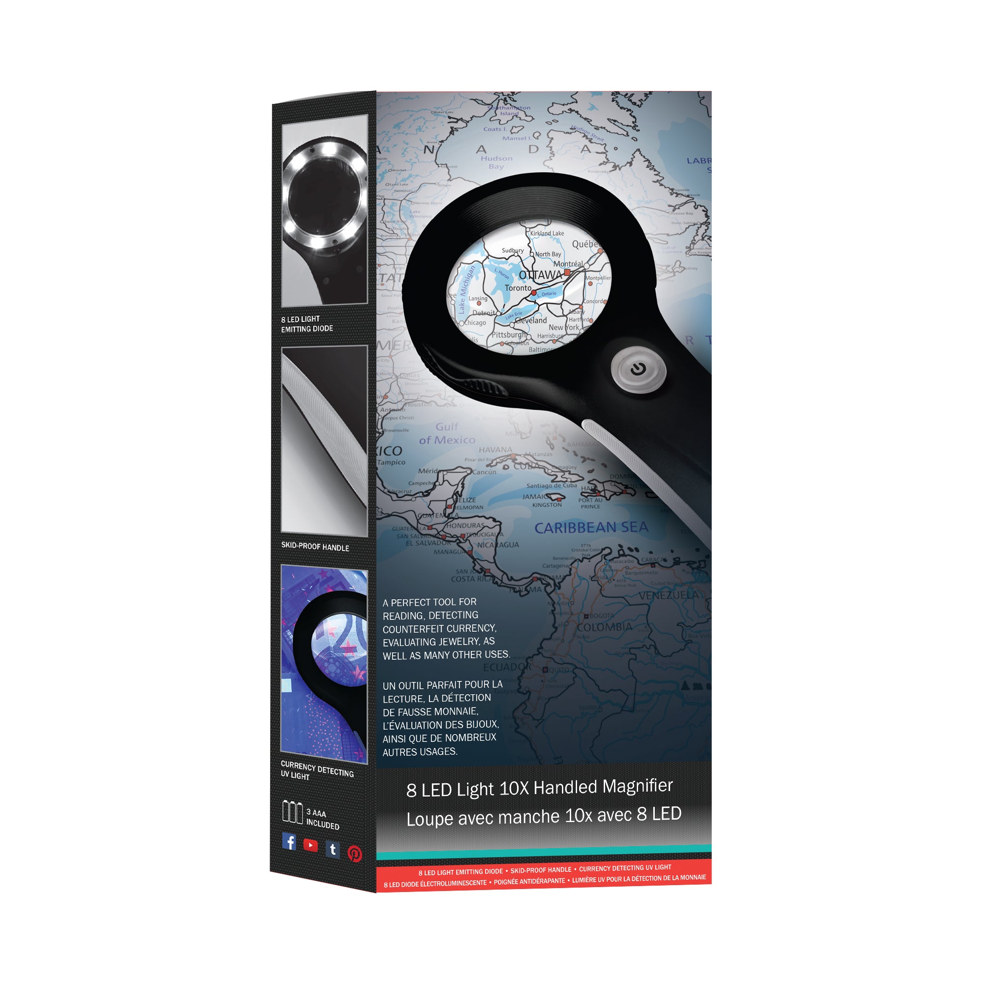 Magnifying Glass with Cyclops, LED, & Black Light - Banks, Schools, Hospitals & Government Agencies - marathonwatch