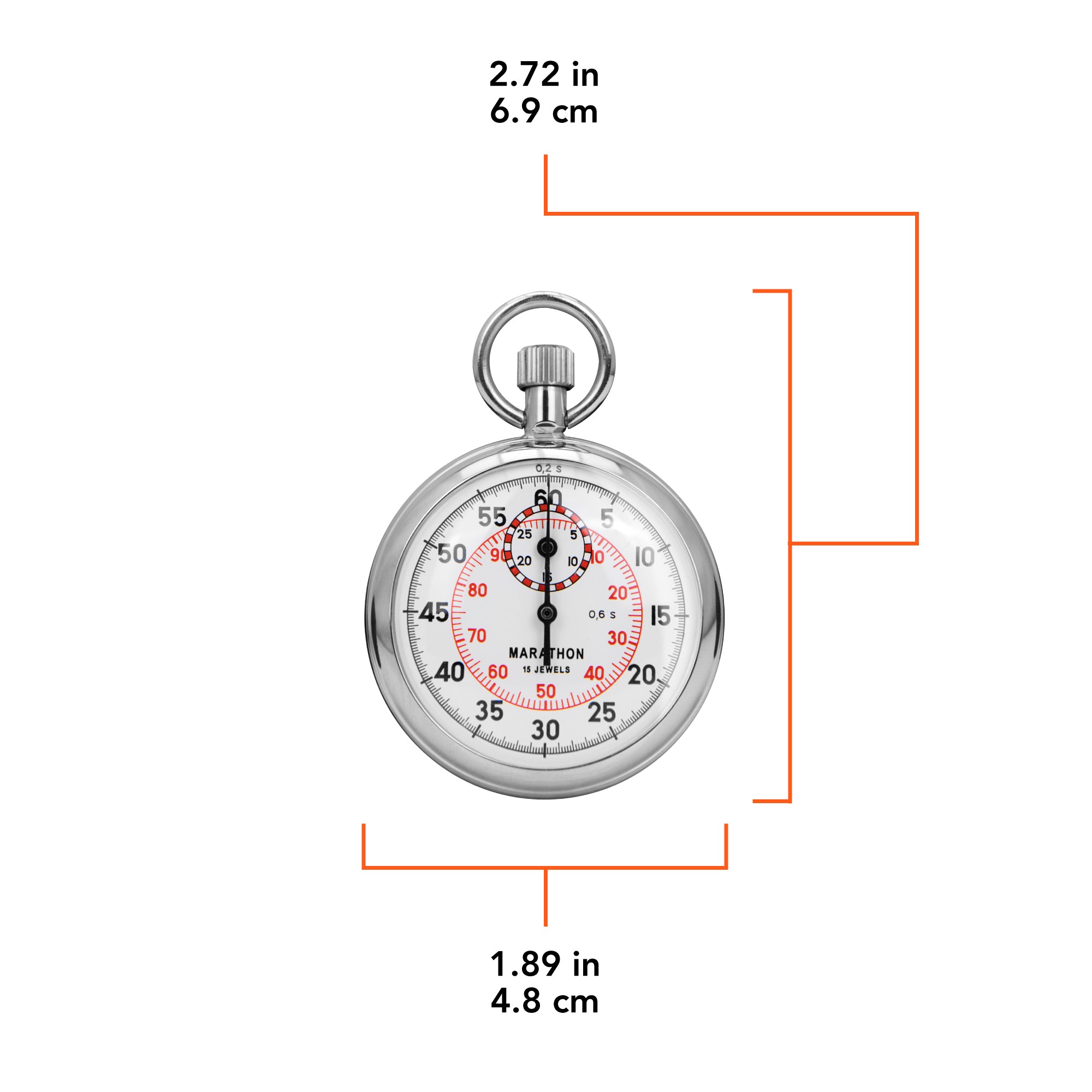 Mechanical Stopwatch: Single Action, 2 Scale (1/5 sec & 1/100 min) 30 min Register