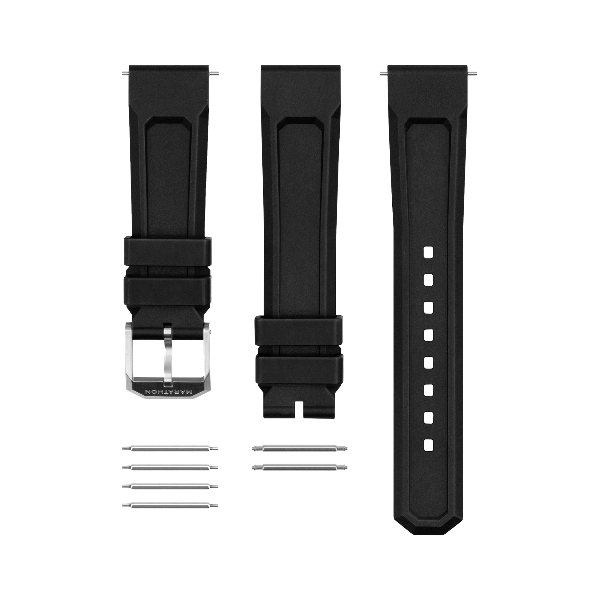 3 Piece Rubber Strap Kit Black 20mm Marathon Watch