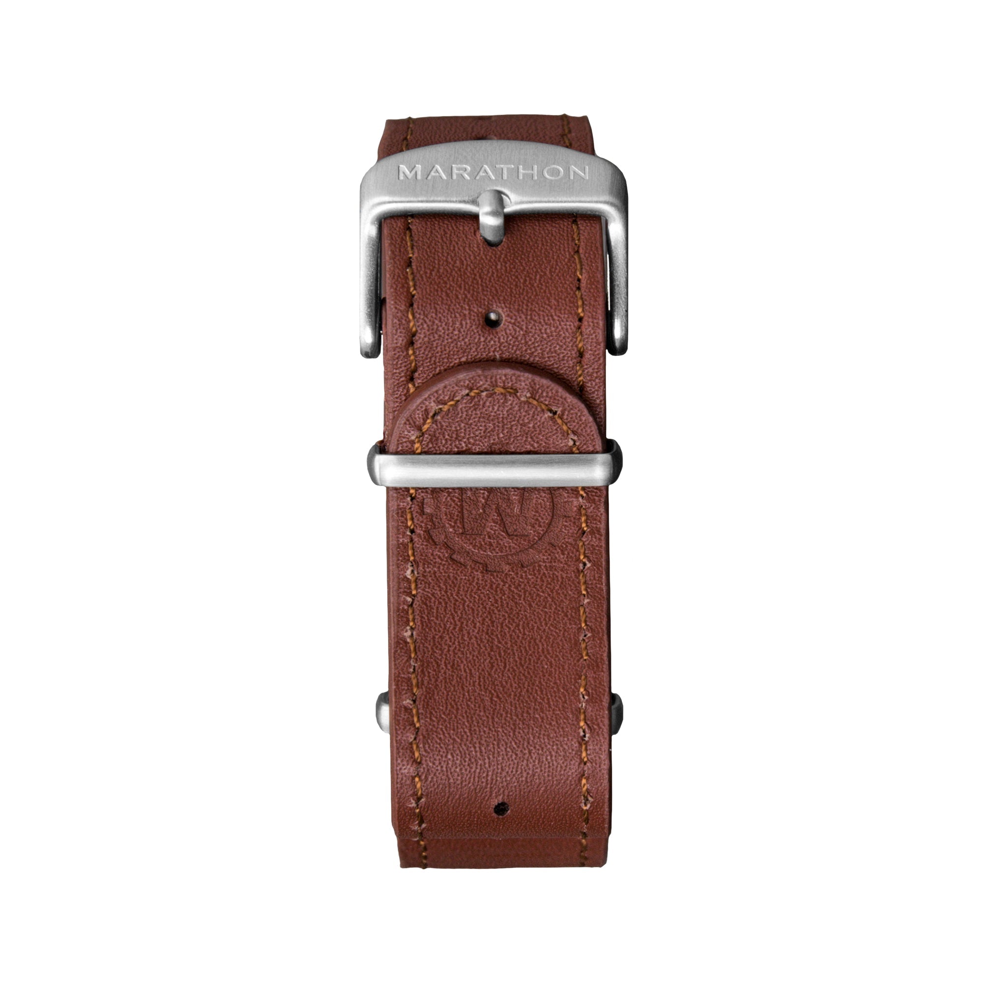 22mm Leather NATO Watch Band/Strap with Stainless Steel Square Buckle - marathonwatch