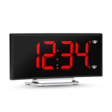 Curved Display LED Clock(Black/Red) with Dual Alarm and USB-C Charging Port image