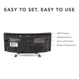 Curved Display LED Clock(Black/Red) with Dual Alarm and USB-C Charging Port image