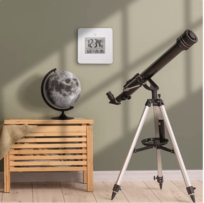 Marathon BASICS Digital Wall Clock with Moon Phase - White