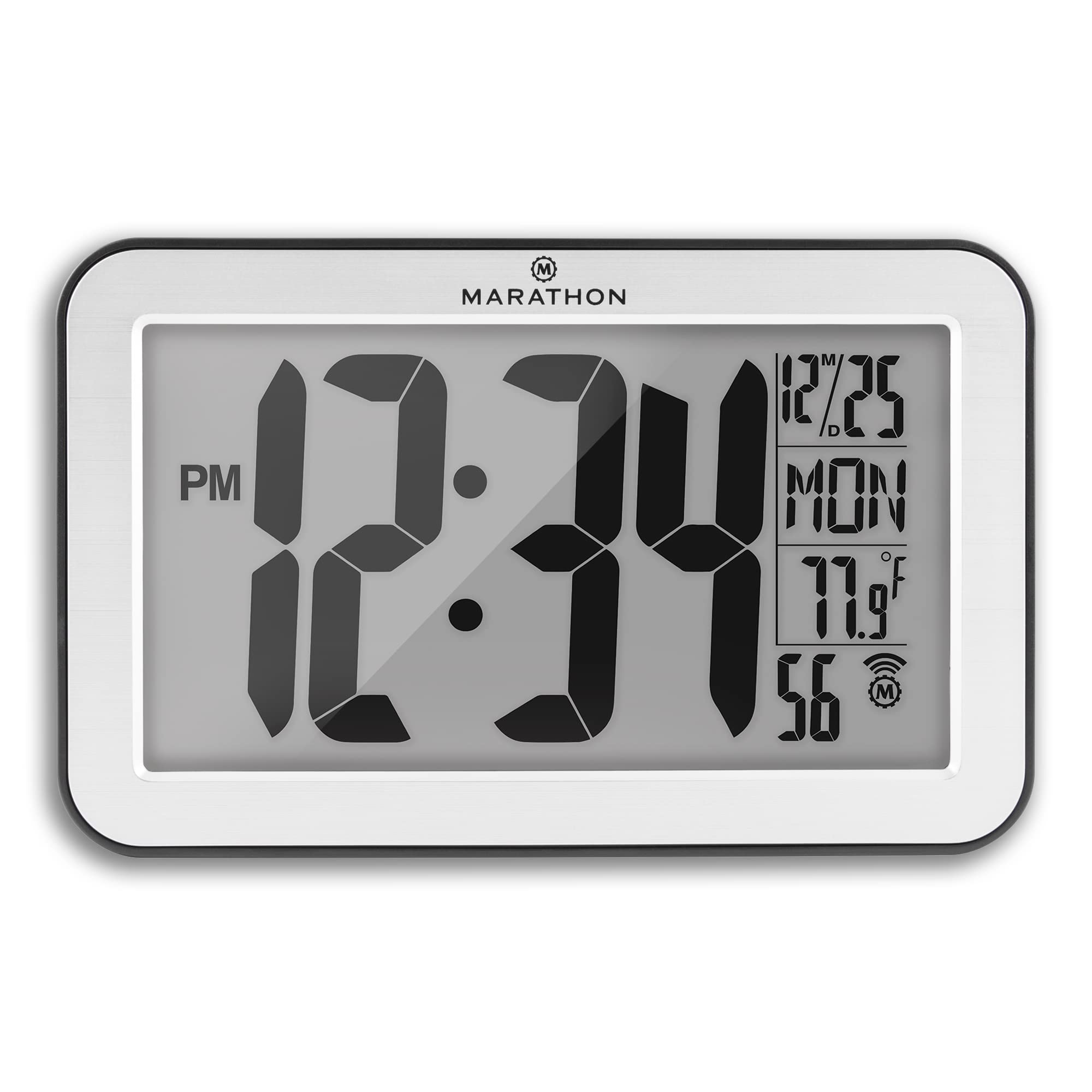 Self-Setting Wall Clock With 8 Time Zones - Silver (with Black Outline)