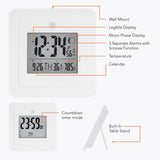 Marathon BASICS Digital Wall Clock with Moon Phase - White image