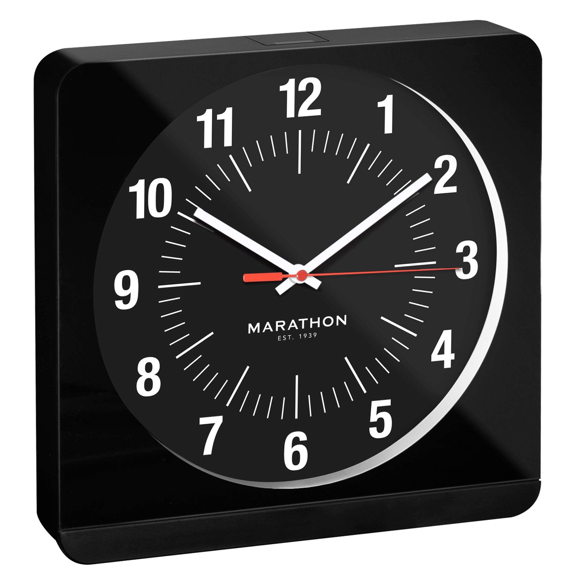 Studio Edition Jumbo 12 Inch Analog Wall Clock with Auto Backlight - Black/Black Dial