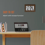 Clock, Large LCD display, Teak wood color (5/10)