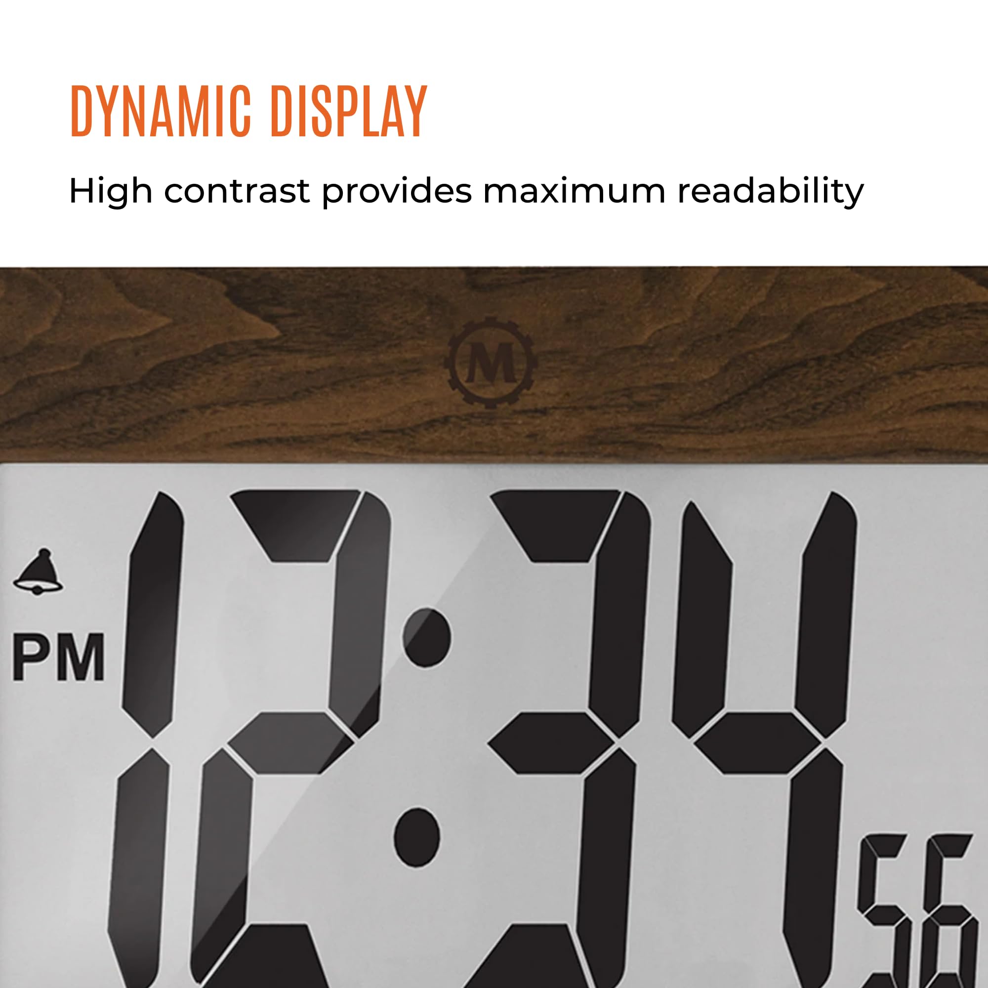 Clock, Large LCD display, Teak wood color (5/10)