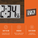 Clock, Large LCD display, Teak wood color (5/10) image