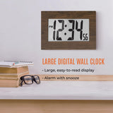Clock, Large LCD display, Teak wood color (5/10) image