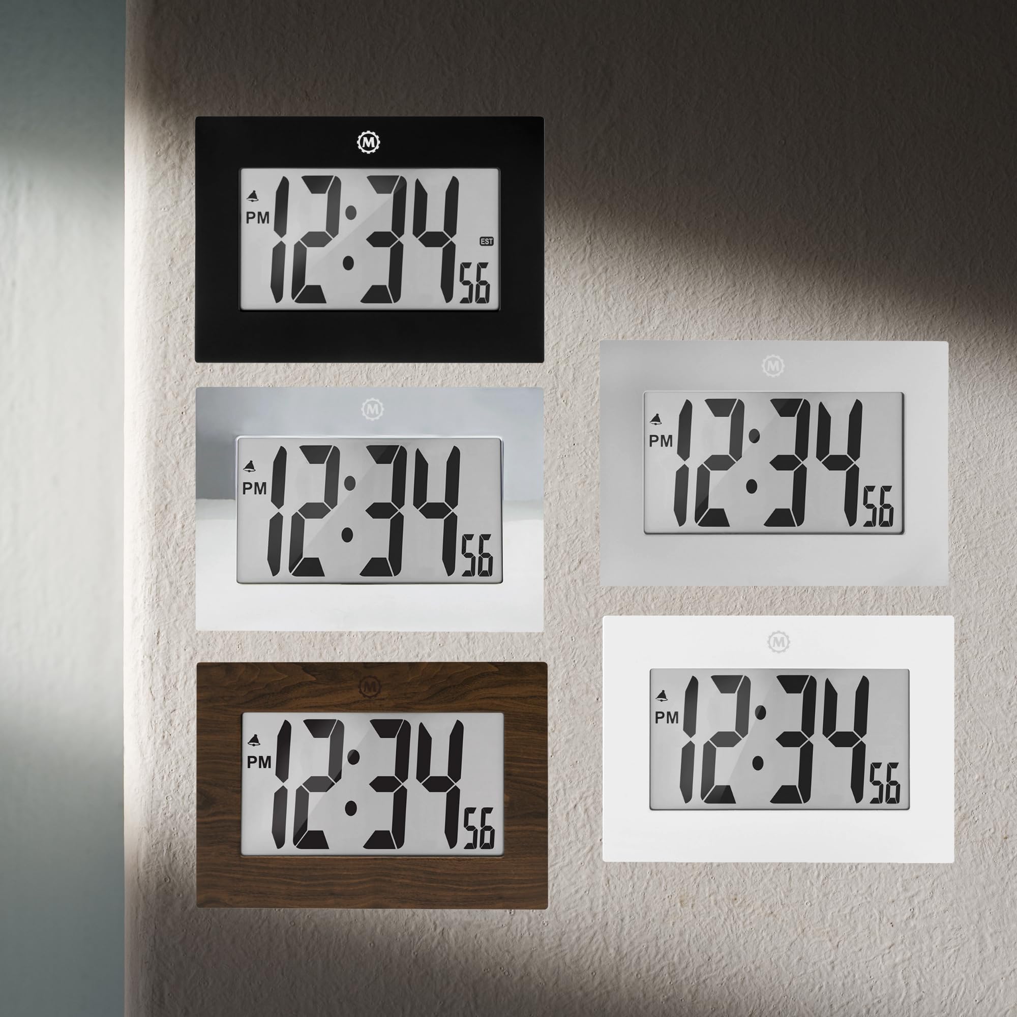 Clock, Large LCD display, Teak wood color (5/10)