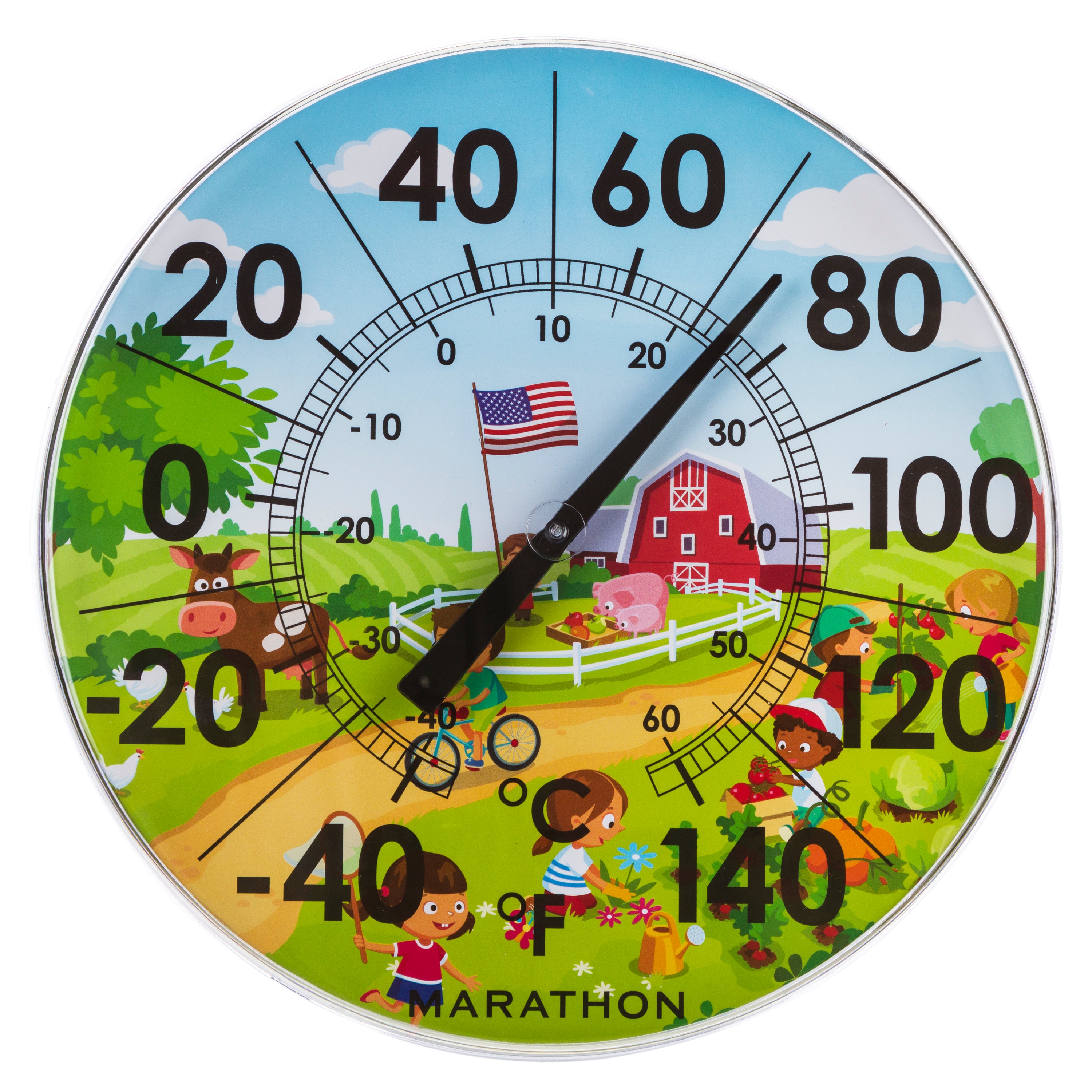 12 Inch Indoor/Outdoor Dial Thermometer - Fahrenheit