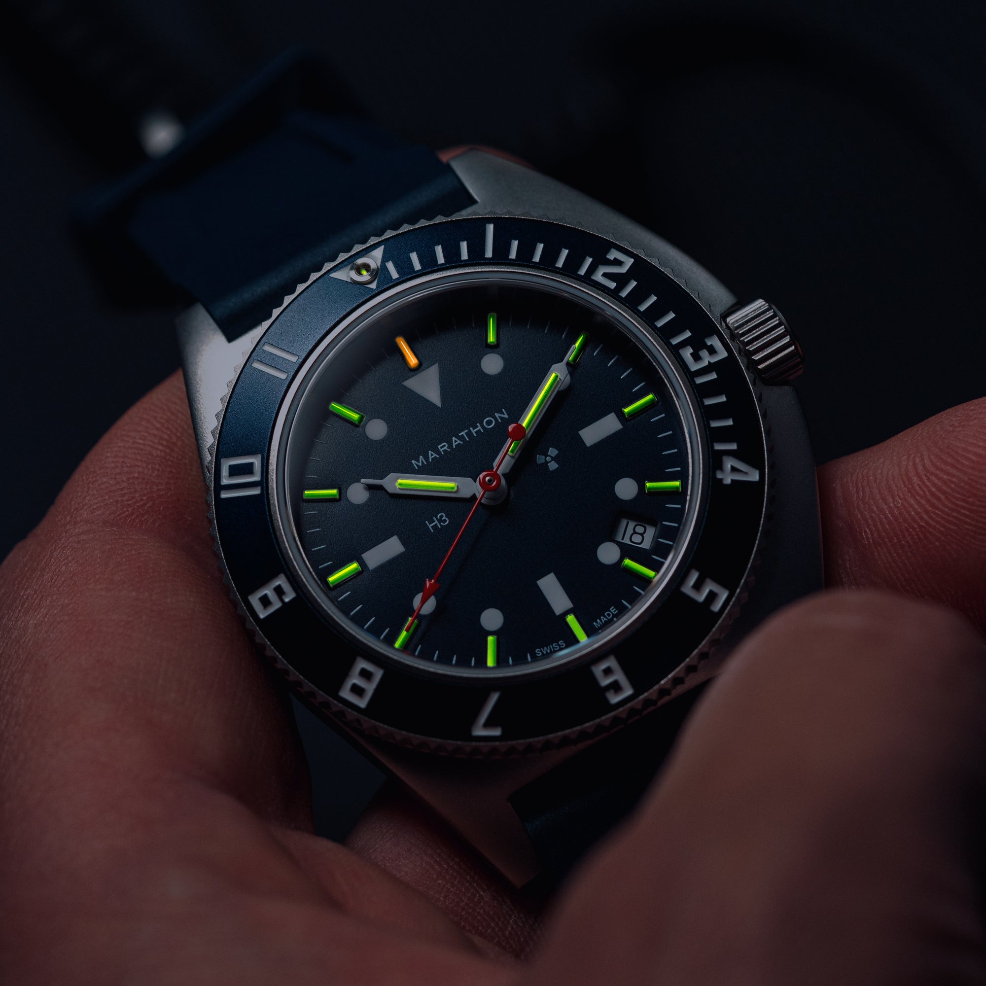 41mm Blue Steel Navigator w/Date (SSNAV-D) on Blue 3-Piece Rubber Strap Kit image
