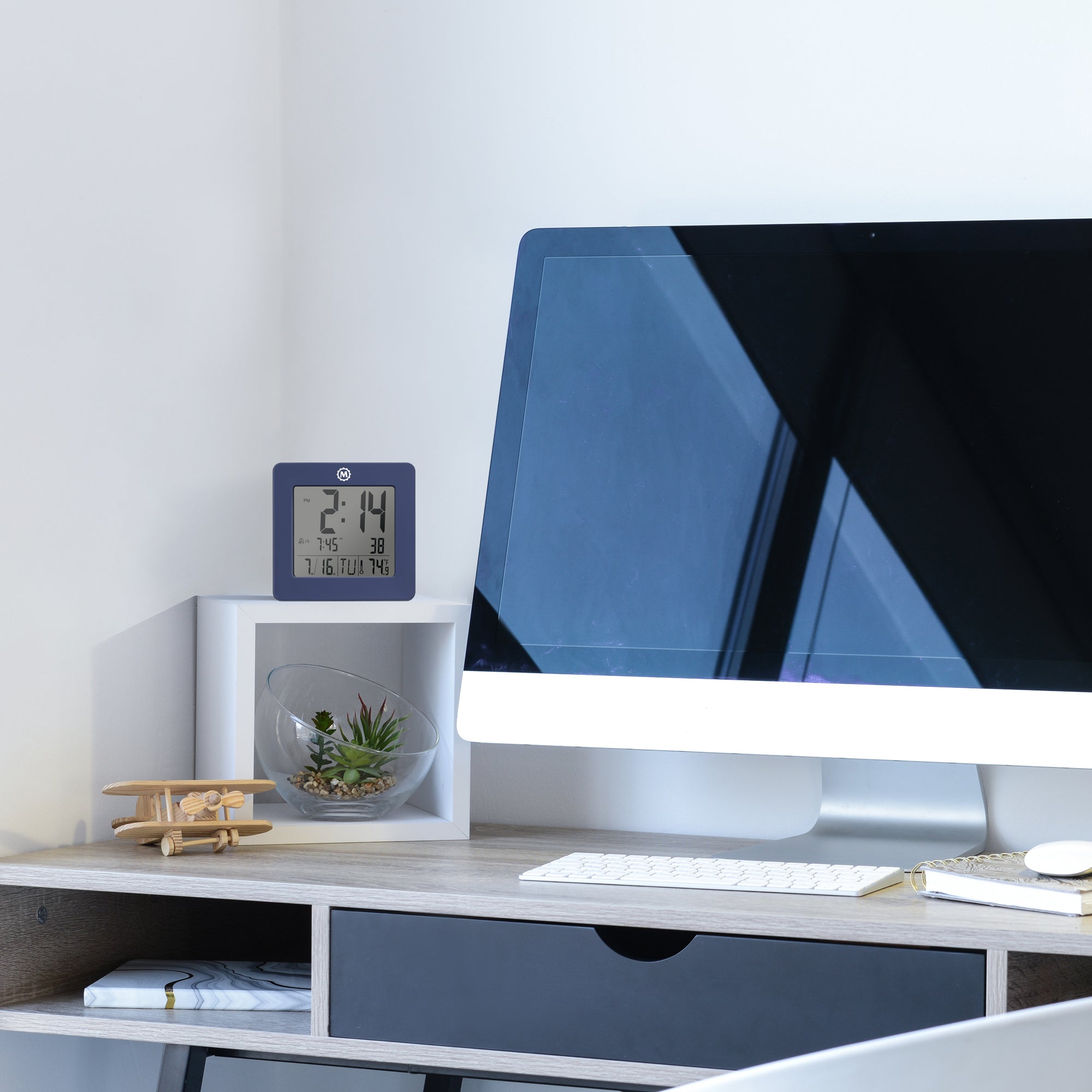 Digital Desktop Clock - French Blue