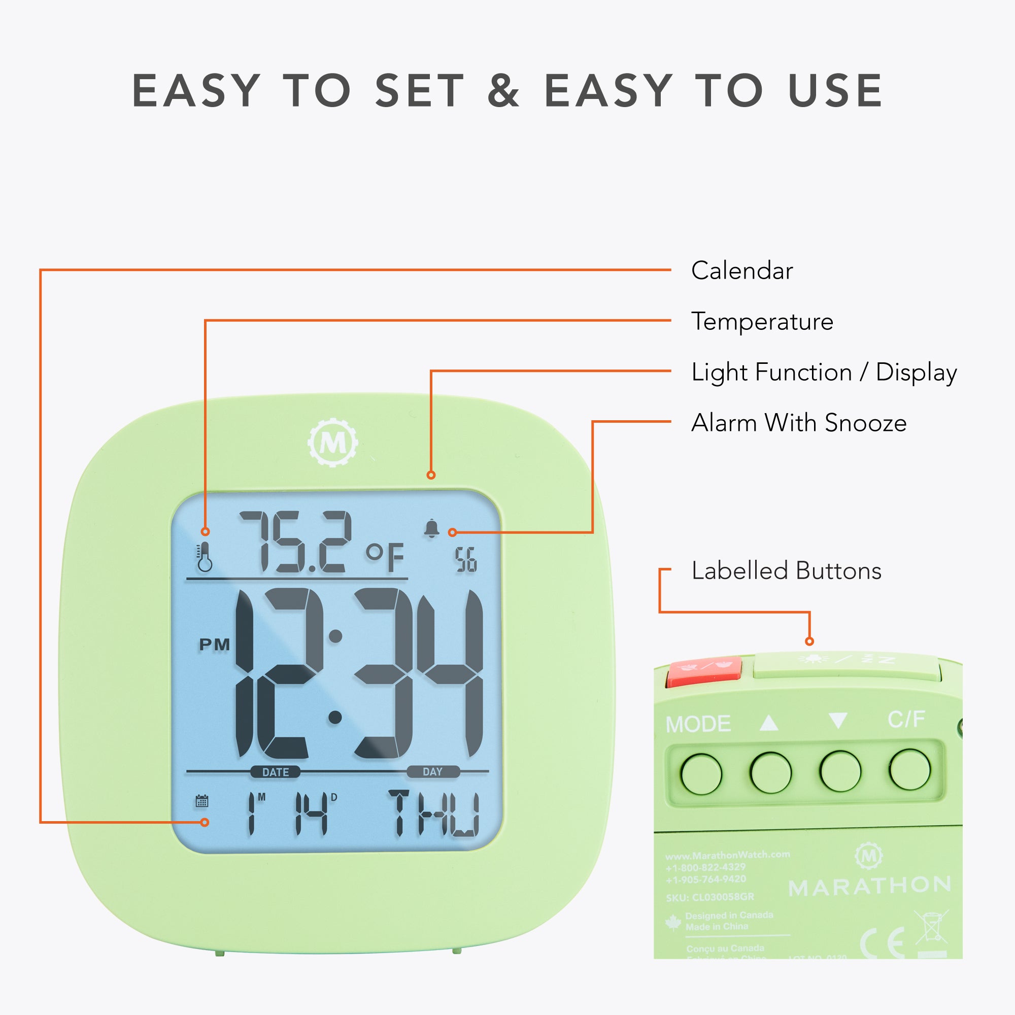 Clock, LCD, Alarm, Mini, Green (25/50)