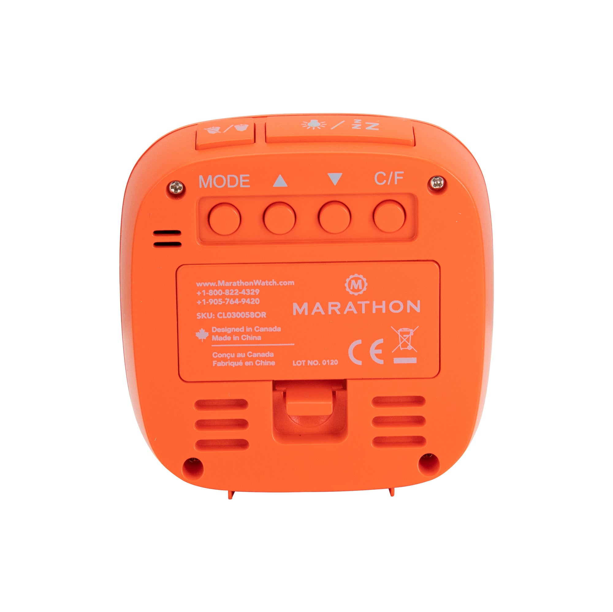 Compact Alarm Clock with Temperature and Date - Orange