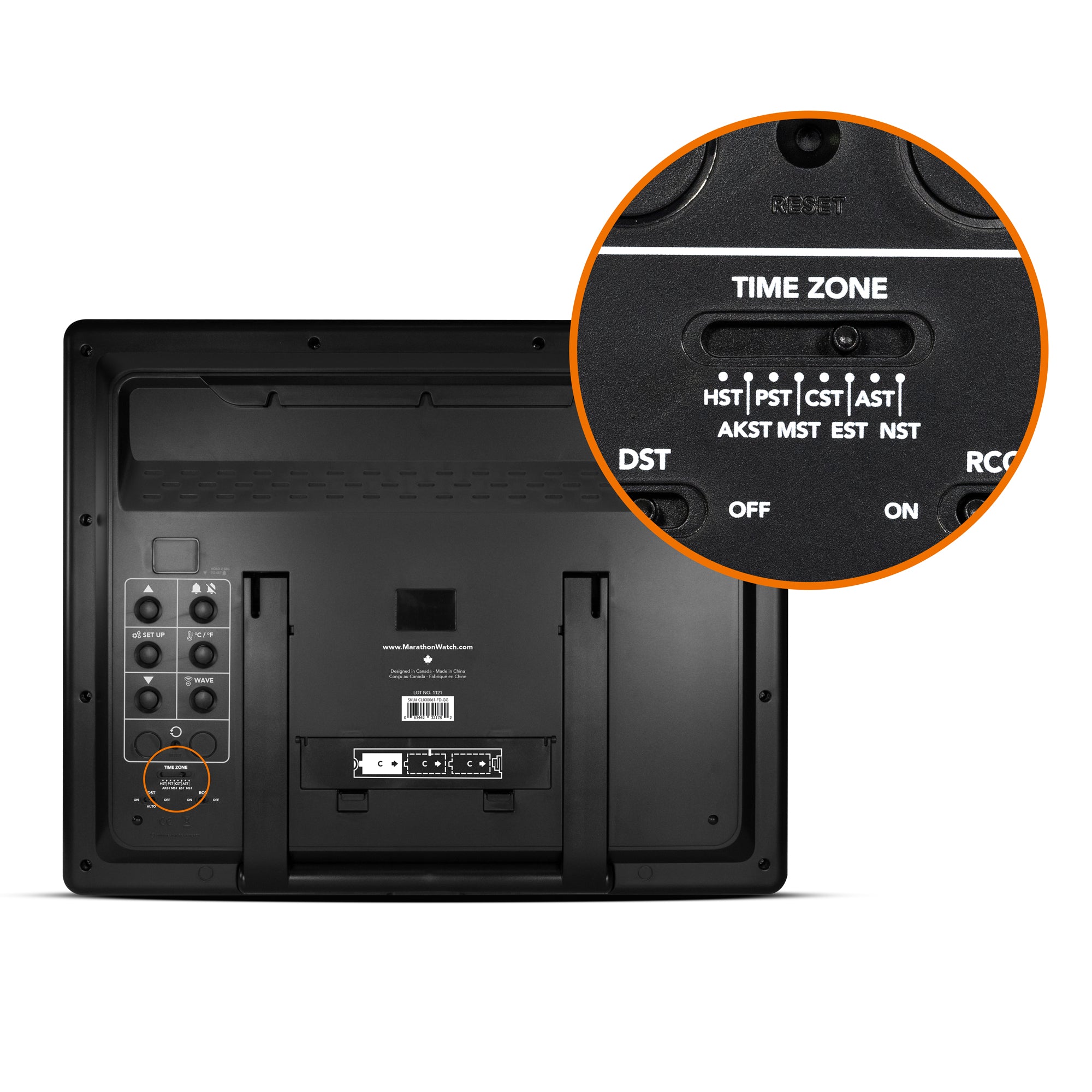 Super Jumbo Self-Setting Wall Clock with Full Date Display and 7 Time Zones