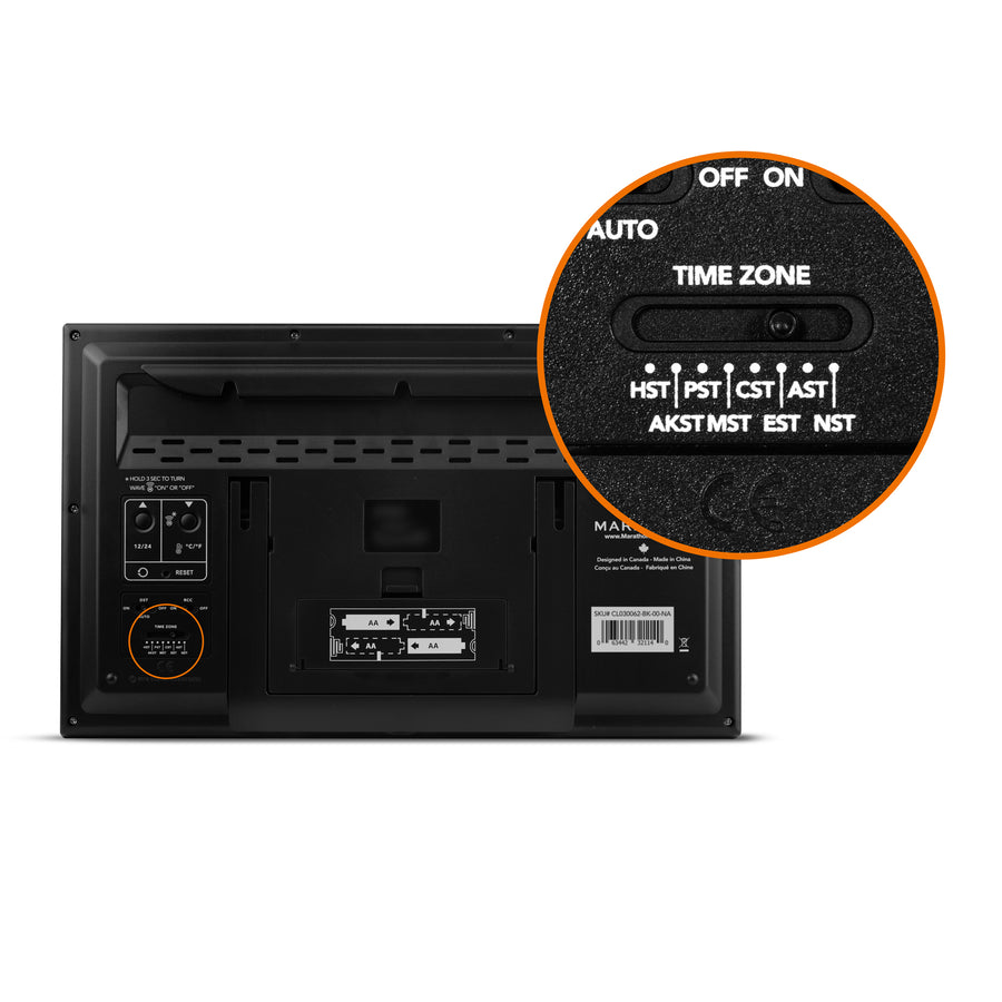 Horloge murale atomique Slim Jumbo avec température intérieure & humidité