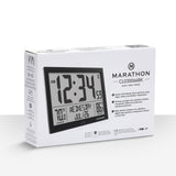 Self-Setting Full Calendar Clock with Extra Large Digits Indoor and Outdoor Temperature - Black image
