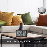 Self-Setting Full Calendar Clock with Extra Large Digits Indoor and Outdoor Temperature - Black image