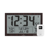 Self-Setting Full Calendar Clock with Extra Large Digits Indoor and Outdoor Temperature - Black image