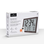 Self-Setting Full Calendar Clock with Extra Large Digits Indoor and Outdoor Temperature - Black