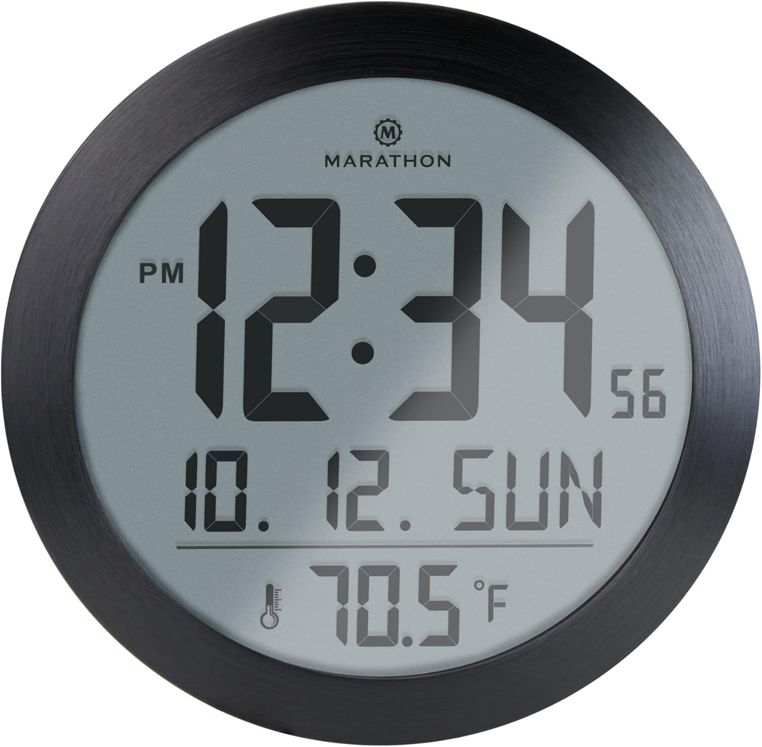 8 Inch Round Digital Wall Clock with Date & Indoor Temperature image