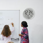 15 Inch Round Digital Wall Clock - Stainless Steel