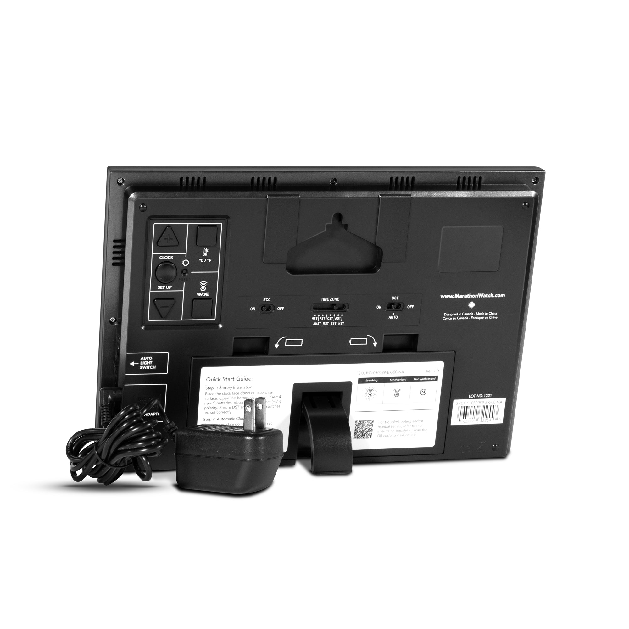 Self-Setting Clock with Auto Backlight and Power Adapter