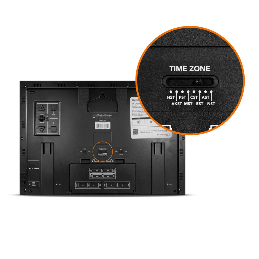 Jumbo Atomic Clock with Auto Backlight and Power Adapter Marathon Watch