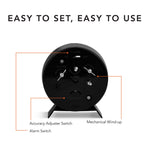 Alarm Clock with Mechanical Wind Up - White Dial