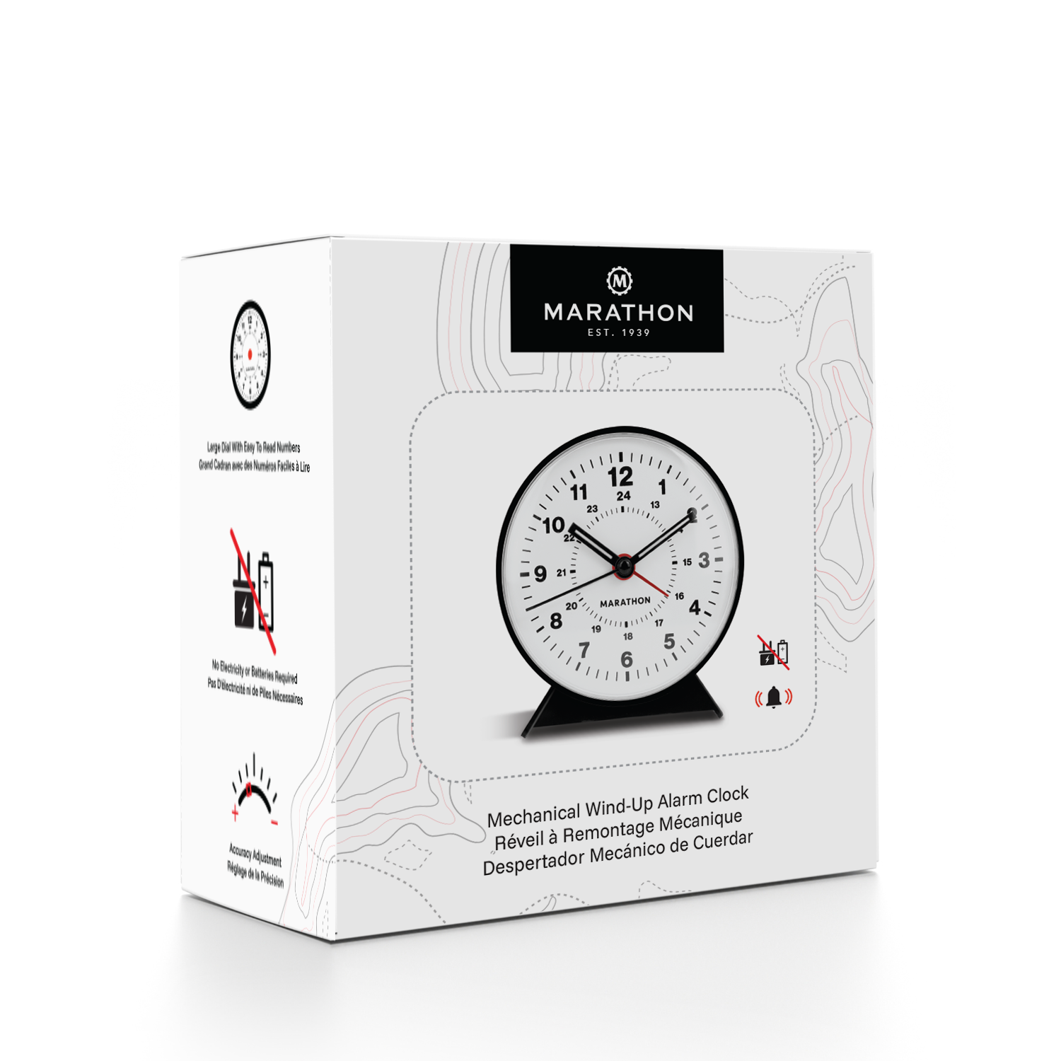 Alarm Clock with Mechanical Wind Up - White Dial