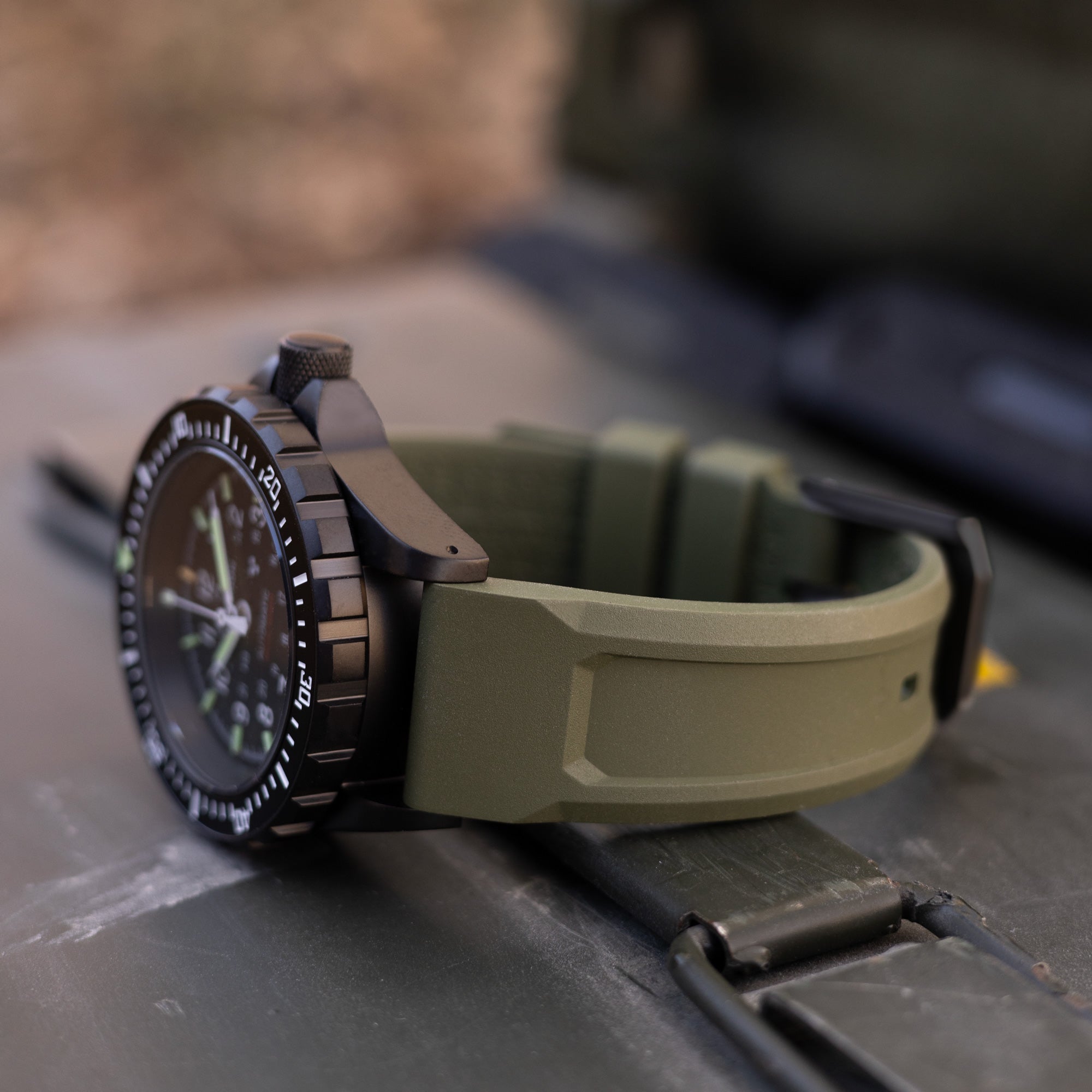 3-Piece Rubber Strap Kit, OD Green, Anthracite, 20mm