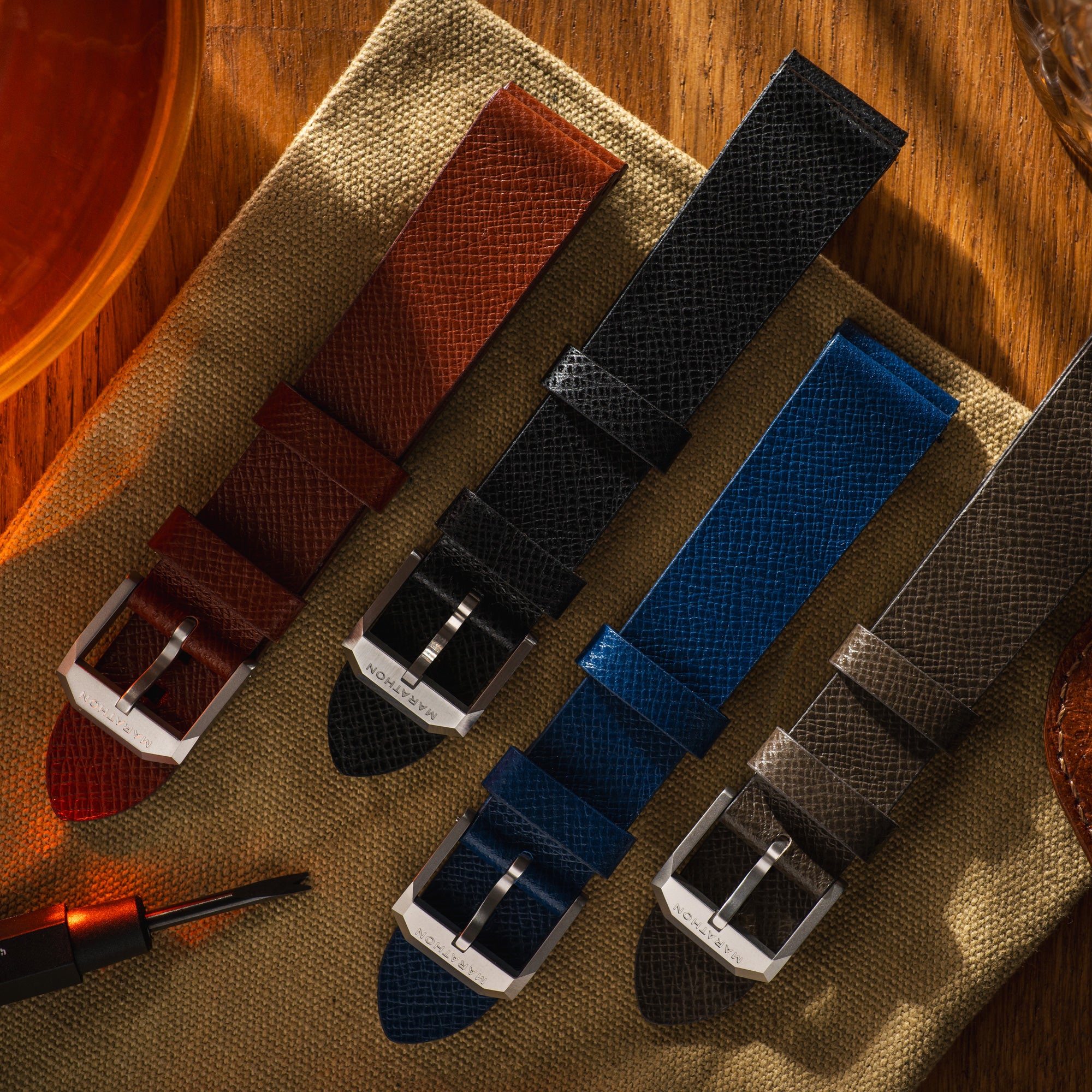 2-Piece Leather Strap, 20mm, Royal Blue, Brushed Steel Hardware image