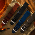2-Piece Leather Strap, 20mm, Royal Blue, Brushed Steel Hardware image